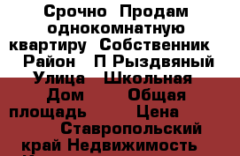 Срочно. Продам однокомнатную квартиру. Собственник.  › Район ­ П.Рыздвяный › Улица ­ Школьная › Дом ­ 4 › Общая площадь ­ 28 › Цена ­ 750 000 - Ставропольский край Недвижимость » Квартиры продажа   